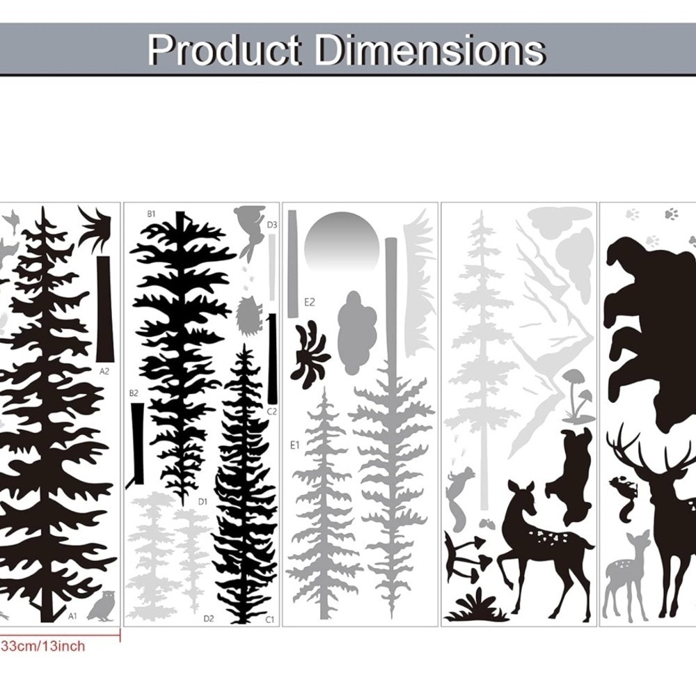 Nursery Wall Decals Forest Deers Wall Stickers Bears Pine Tree Wall Decals (003) - Picture 4 of 4